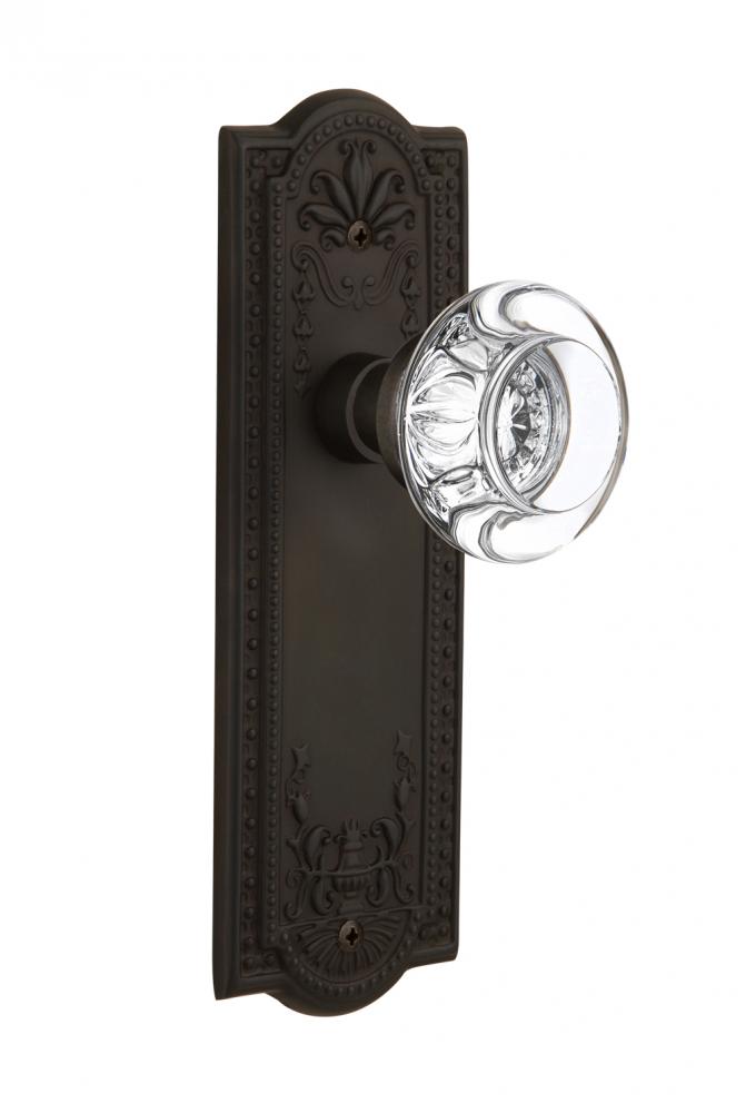 Nostalgic Warehouse Meadows Plate Double Dummy Round Clear Crystal Glass Door Knob in Oil-Rubbed B