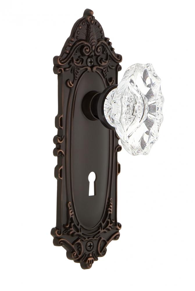 Nostalgic Warehouse Victorian Plate with Keyhole Passage Chateau Door Knob in Timeless Bronze