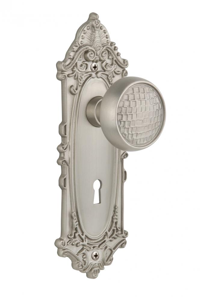 Nostalgic Warehouse Victorian Plate with Keyhole Passage Craftsman Door Knob in Satin Nickel