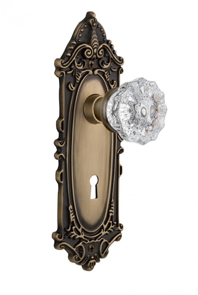 Nostalgic Warehouse Victorian Plate with Keyhole Passage Crystal Glass Door Knob in Antique Brass