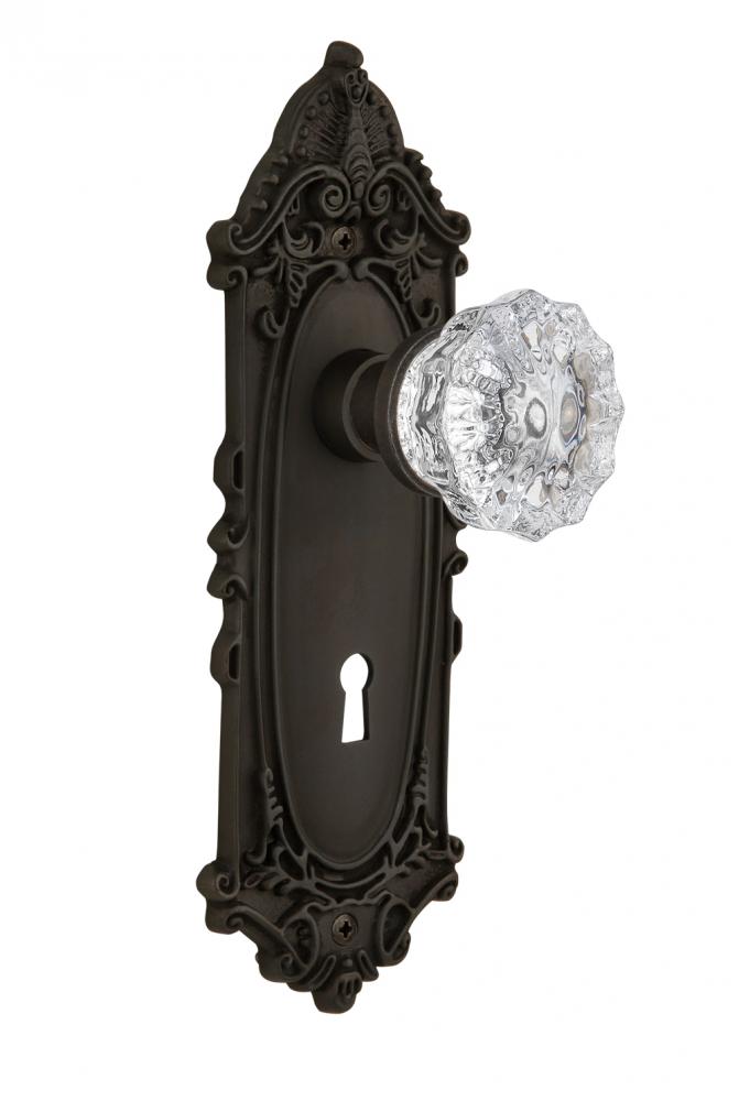 Nostalgic Warehouse Victorian Plate with Keyhole Passage Crystal Glass Door Knob in Oil-Rubbed Bro