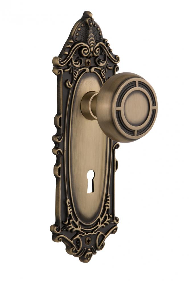Nostalgic Warehouse Victorian Plate with Keyhole Passage Mission Door Knob in Antique Brass