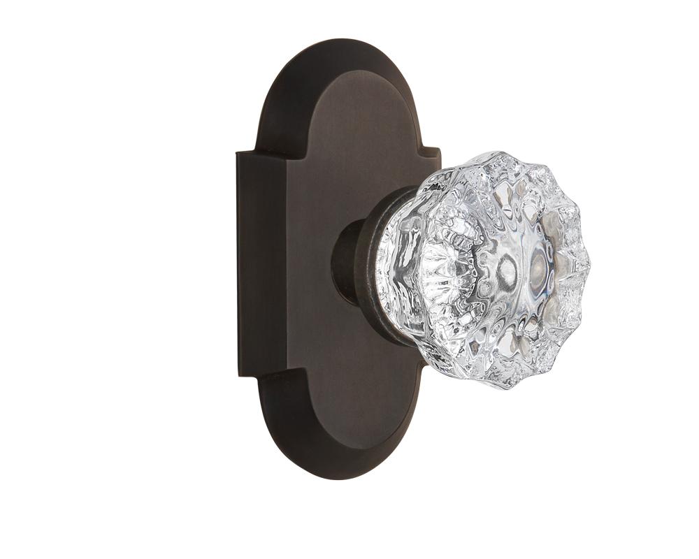 Nostalgic Warehouse Cottage Plate Passage Crystal Glass Door Knob in Oil-Rubbed Bronze