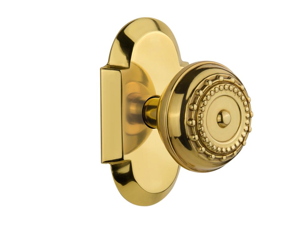 Nostalgic Warehouse Cottage Plate Passage Meadows Door Knob in Polished Brass