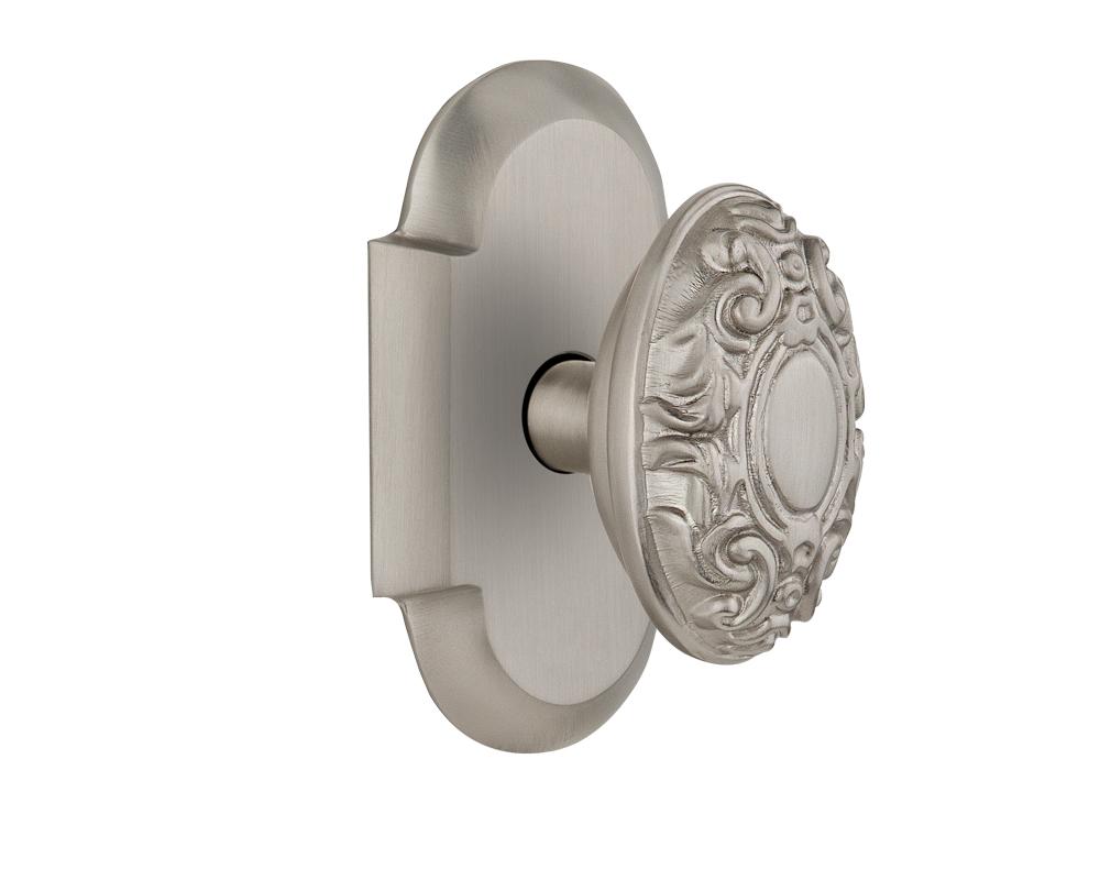 Nostalgic Warehouse Cottage Plate Passage Victorian Door Knob in Satin Nickel