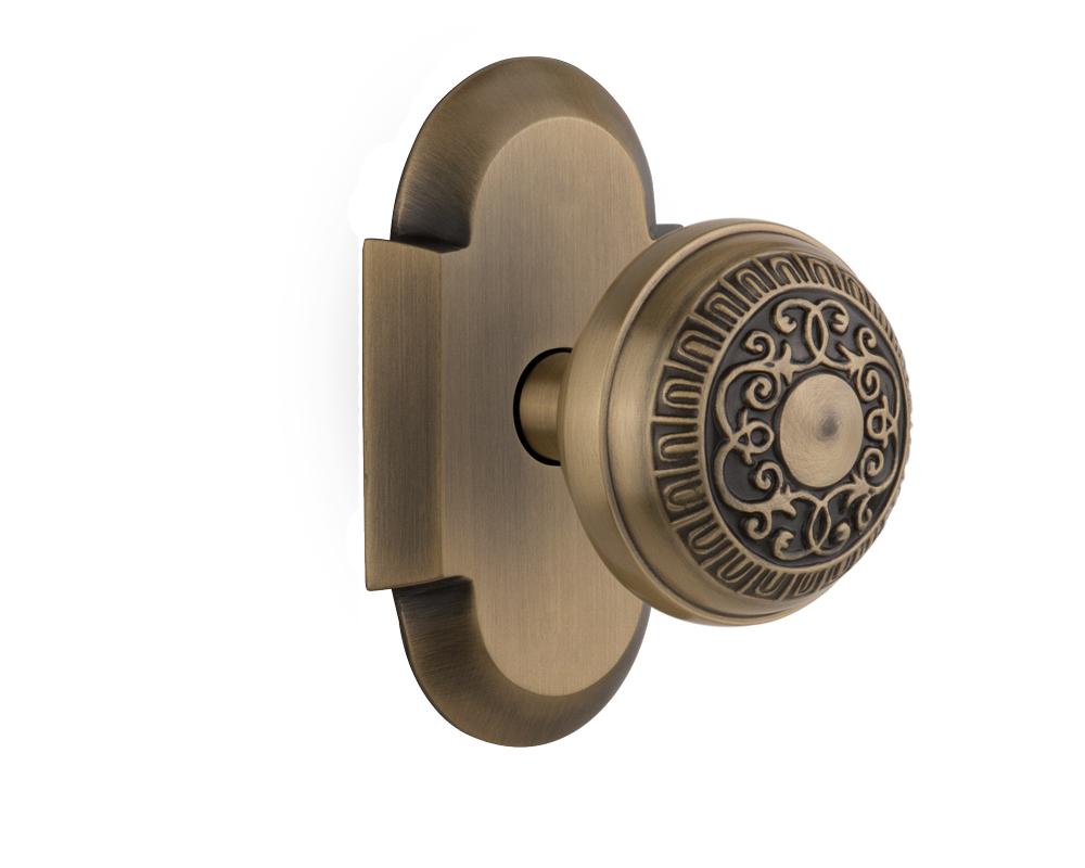 Nostalgic Warehouse Cottage Plate Privacy Egg & Dart Door Knob in Antique Brass