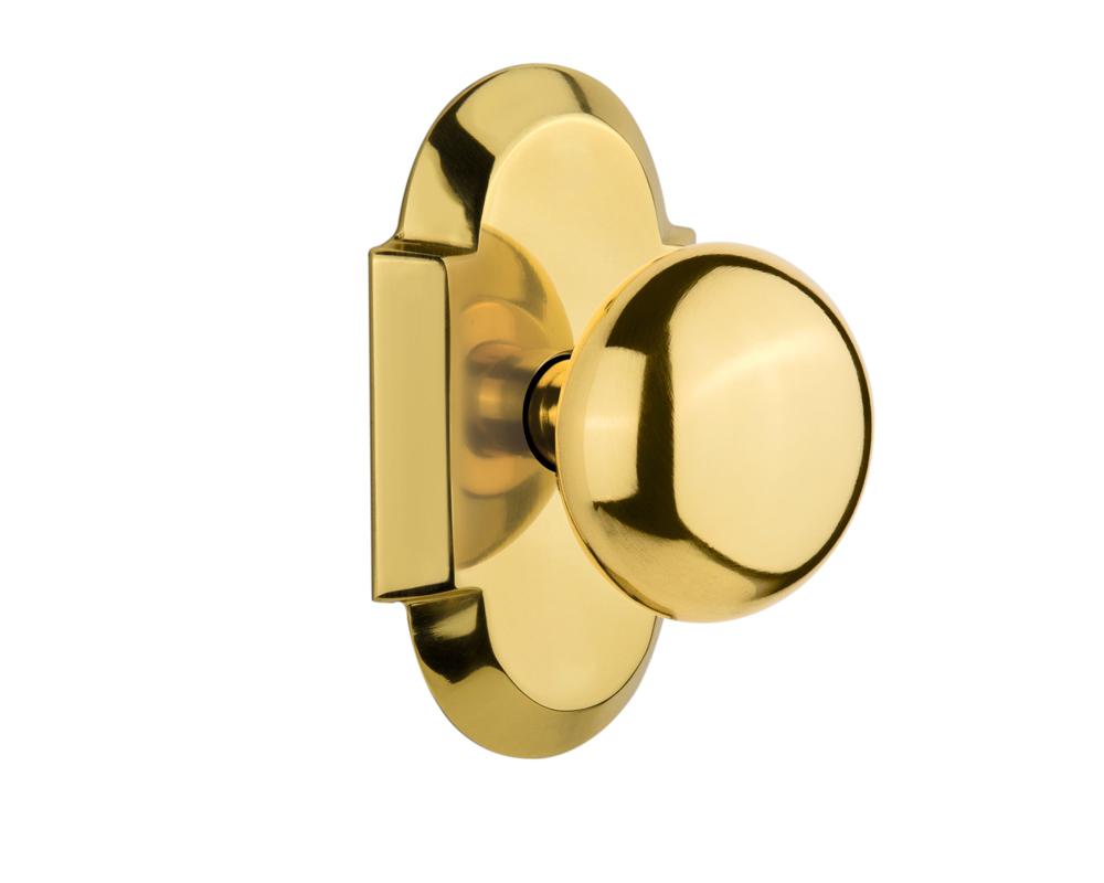 Nostalgic Warehouse Cottage Plate Privacy New York Door Knob in Polished Brass