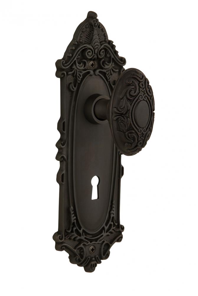 Nostalgic Warehouse Victorian Plate with Keyhole Passage Victorian Door Knob in Oil-Rubbed Bronze