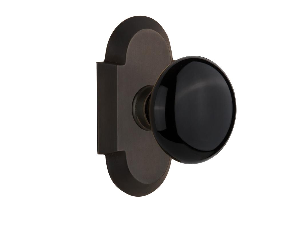 Nostalgic Warehouse Cottage Plate Double Dummy Black Porcelain Door Knob in Oil-Rubbed Bronze