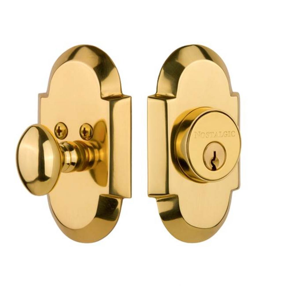 Nostalgic Warehouse Cottage Plate Single Cylinder Deadbolt in Polished Brass