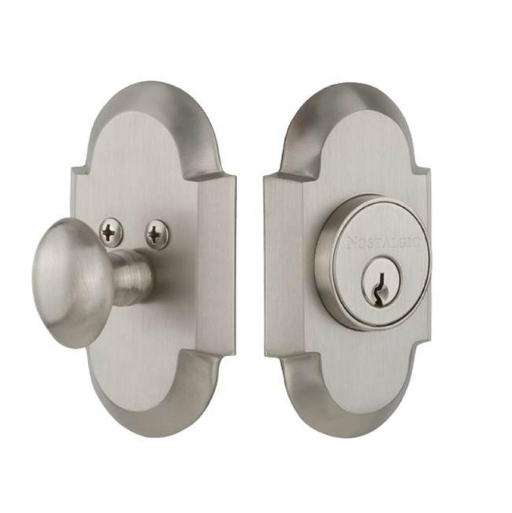 Nostalgic Warehouse Cottage Plate Single Cylinder Deadbolt in Satin Nickel