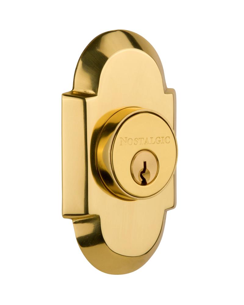 Nostalgic Warehouse Cottage Plate Double Cylinder Deadbolt in Polished Brass