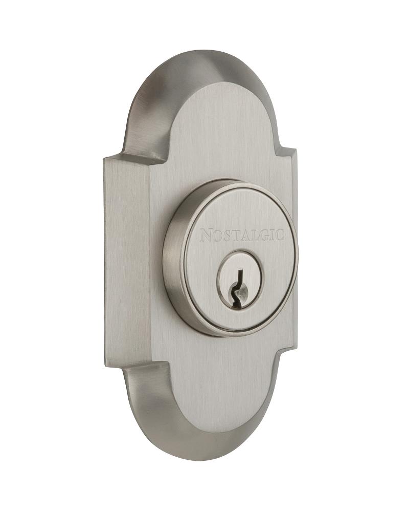 Nostalgic Warehouse Cottage Plate Double Cylinder Deadbolt in Satin Nickel