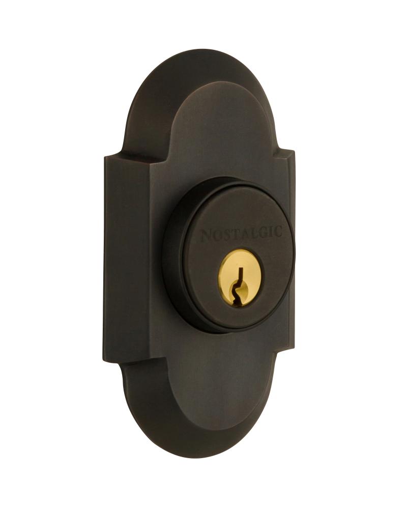 Nostalgic Warehouse Cottage Plate Double Cylinder Deadbolt in Oil-Rubbed Bronze