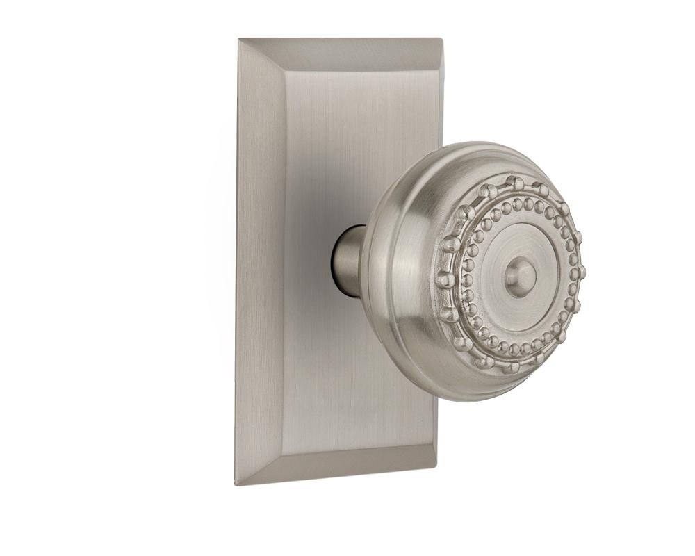 Nostalgic Warehouse Studio Plate Passage Meadows Door Knob in Satin Nickel