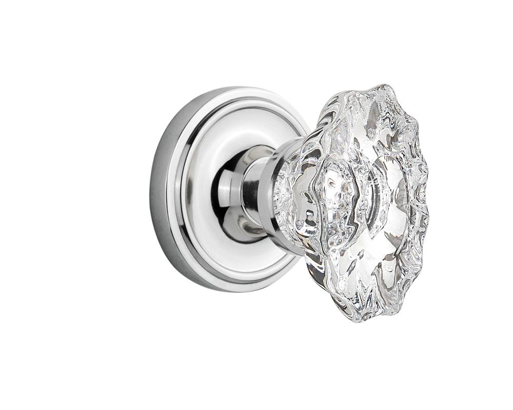 Nostalgic Warehouse Classic Rosette Privacy Chateau Door Knob in Bright Chrome