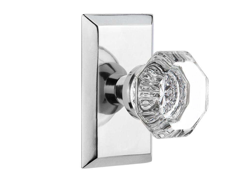 Nostalgic Warehouse Studio Plate Passage Waldorf Door Knob in Bright Chrome