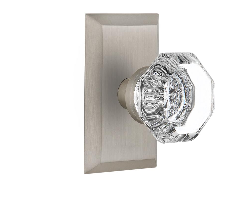 Nostalgic Warehouse Studio Plate Passage Waldorf Door Knob in Satin Nickel