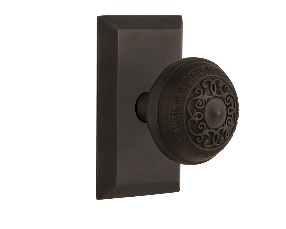 Nostalgic Warehouse Studio Plate Privacy Egg & Dart Door Knob in Oil-Rubbed Bronze