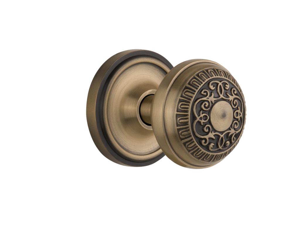 Nostalgic Warehouse Classic Rosette Privacy Egg & Dart Door Knob in Antique Brass