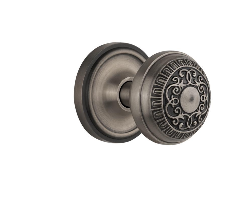 Nostalgic Warehouse Classic Rosette Privacy Egg & Dart Door Knob in Antique Pewter