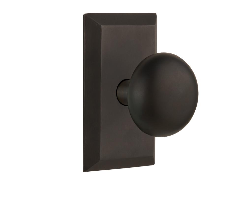 Nostalgic Warehouse Studio Plate Single Dummy New York Door Knob in Oil-Rubbed Bronze