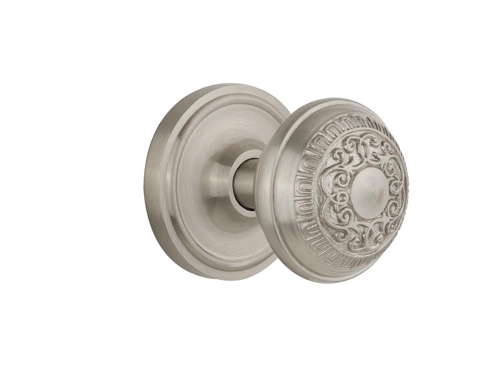 Nostalgic Warehouse Classic Rosette Privacy Egg & Dart Door Knob in Satin Nickel