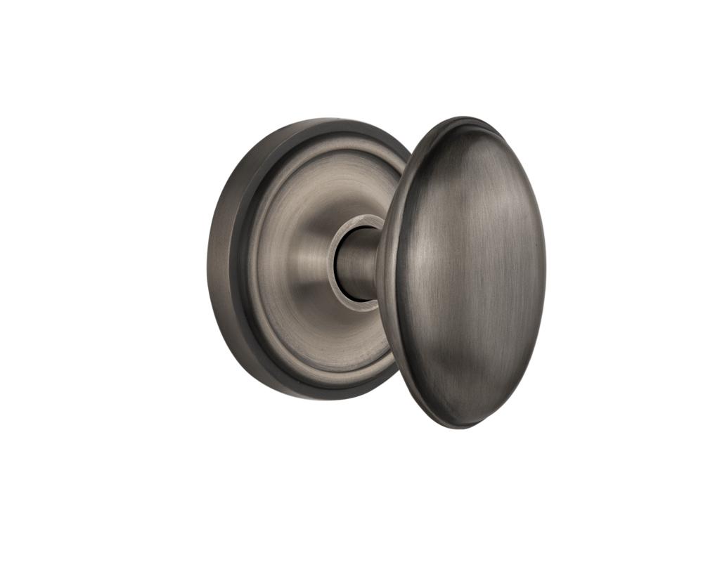 Nostalgic Warehouse Classic Rosette Privacy Homestead Door Knob in Antique Pewter