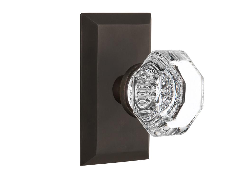 Nostalgic Warehouse Studio Plate Double Dummy Waldorf Door Knob in Oil-Rubbed Bronze