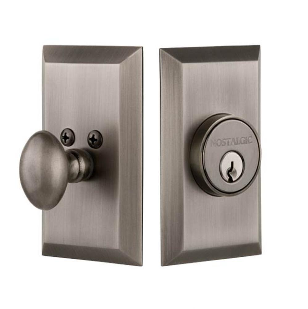 Nostalgic Warehouse Studio Plate Single Cylinder Deadbolt in Antique Pewter