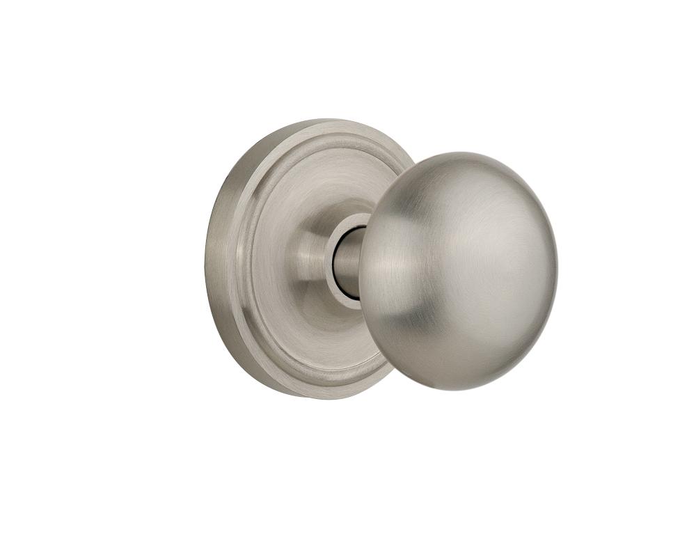 Nostalgic Warehouse Classic Rosette Privacy New York Door Knob in Satin Nickel