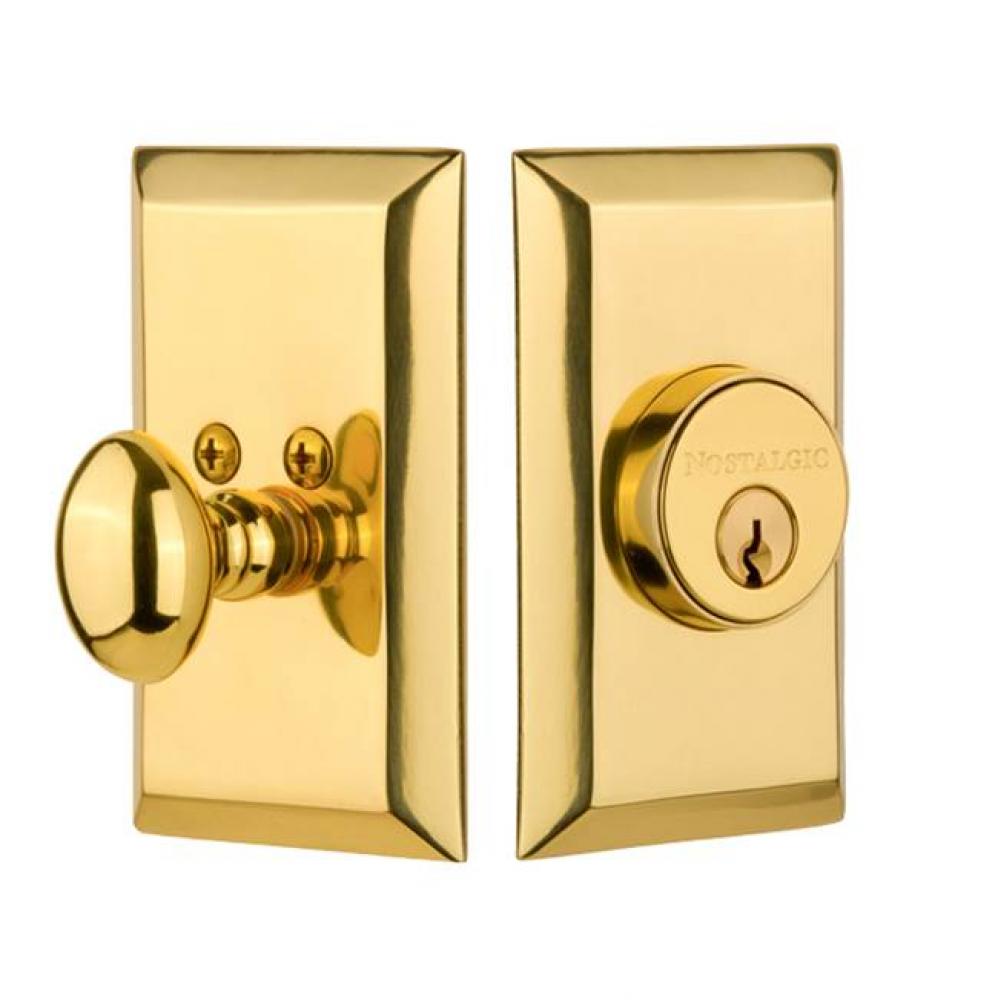 Nostalgic Warehouse Studio Plate Single Cylinder Deadbolt in Polished Brass