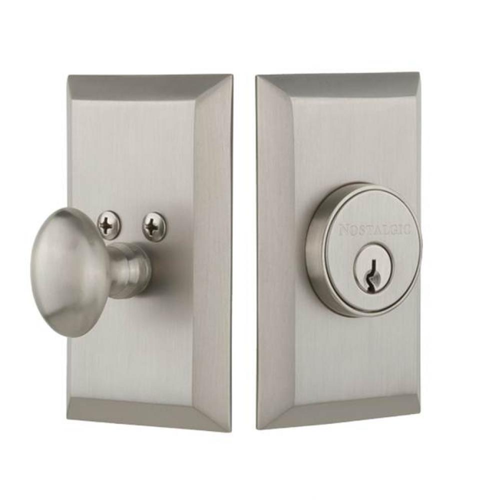 Nostalgic Warehouse Studio Plate Single Cylinder Deadbolt in Satin Nickel