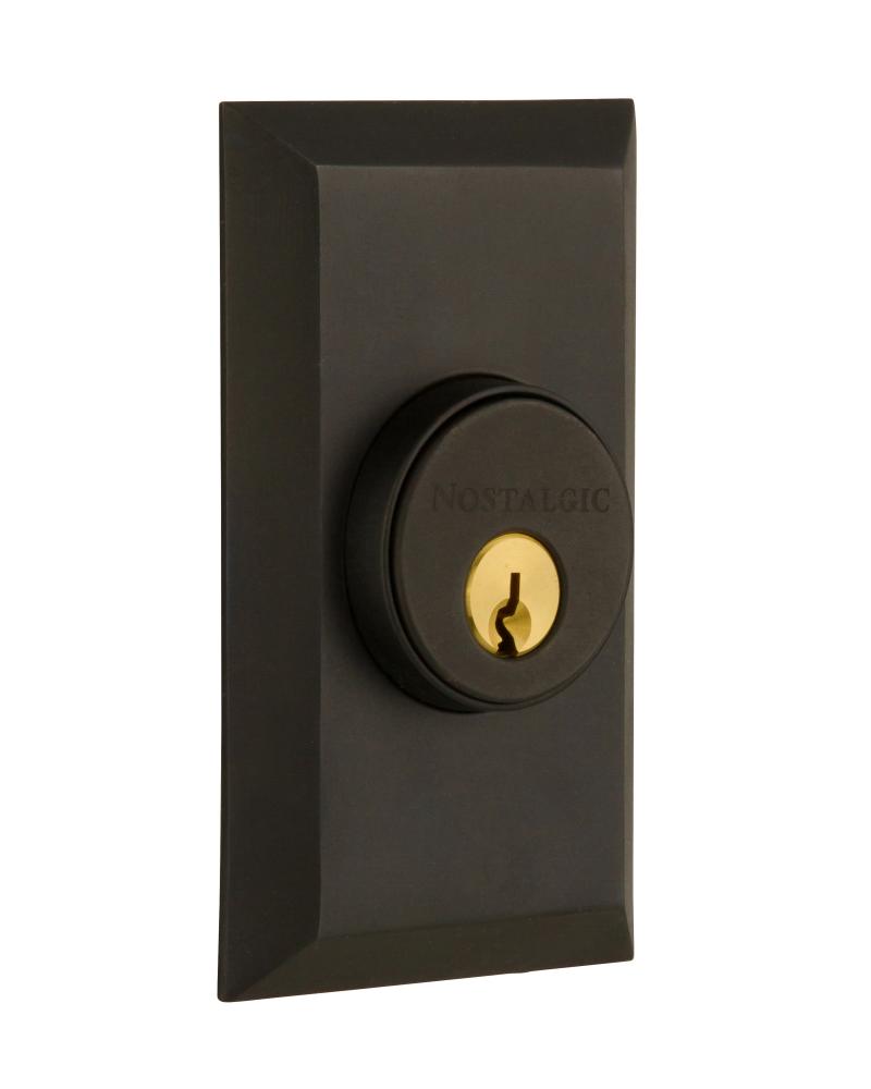 Nostalgic Warehouse Studio Plate Double Cylinder Deadbolt in Oil-Rubbed Bronze