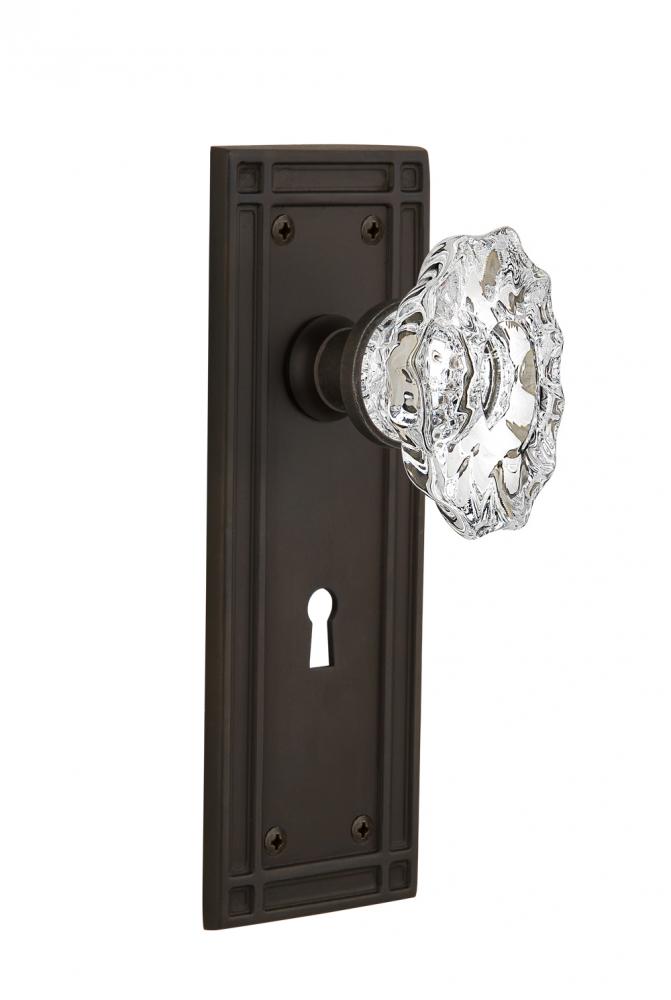 Nostalgic Warehouse Mission Plate with Keyhole Passage Chateau Door Knob in Oil-Rubbed Bronze