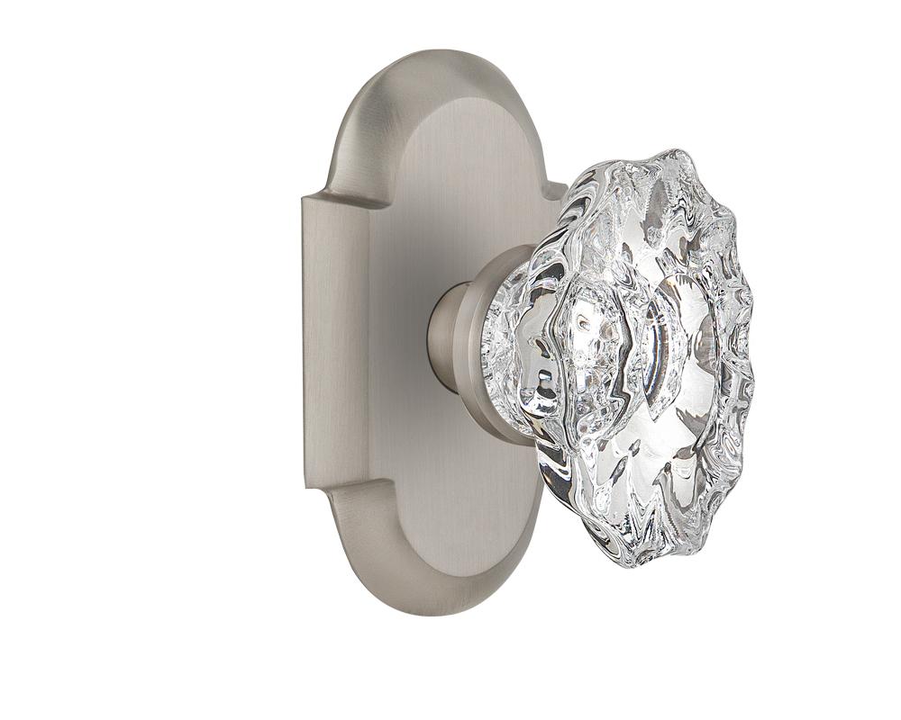 Nostalgic Warehouse Cottage Plate Single Dummy Chateau Door Knob in Satin Nickel