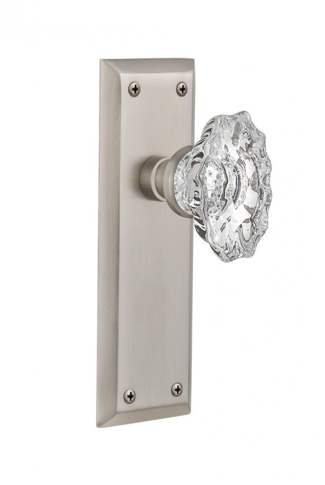 Nostalgic Warehouse New York Plate Single Dummy Chateau Door Knob in Satin Nickel
