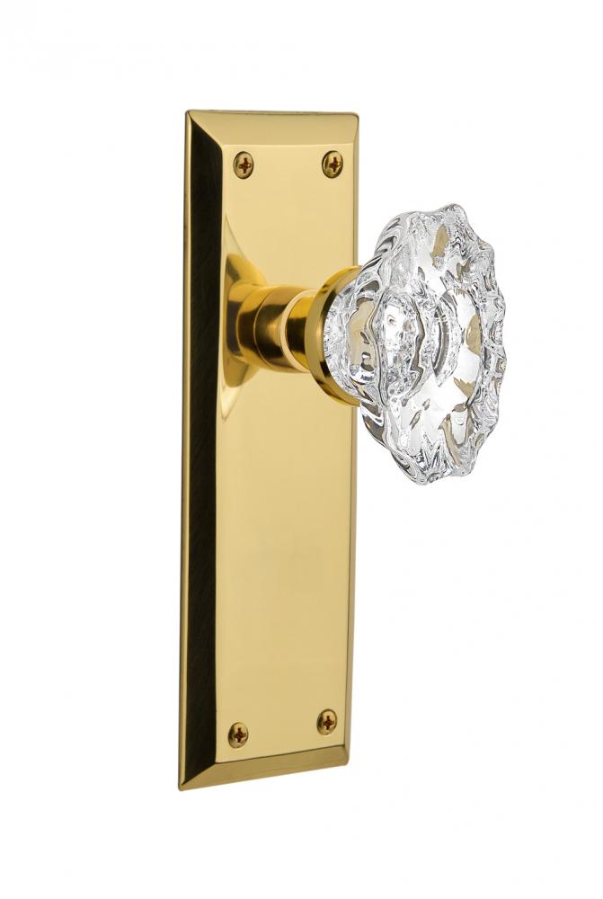 Nostalgic Warehouse New York Plate Single Dummy Chateau Door Knob in Unlacquered Brass