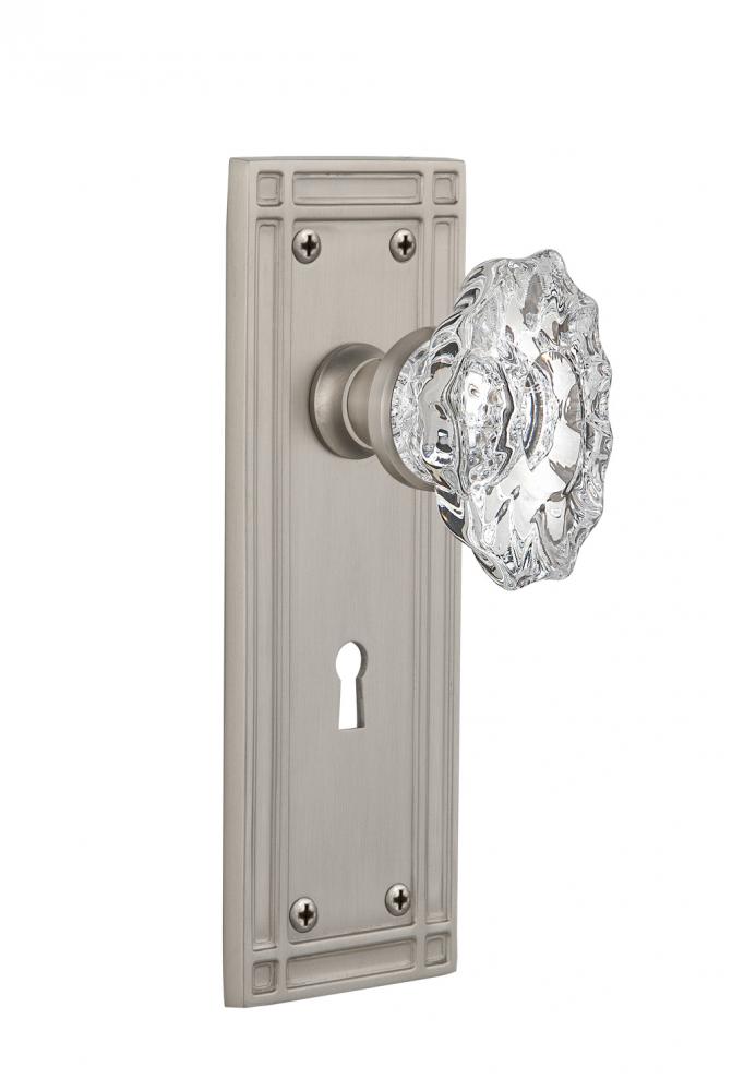 Nostalgic Warehouse Mission Plate with Keyhole Single Dummy Chateau Door Knob in Satin Nickel