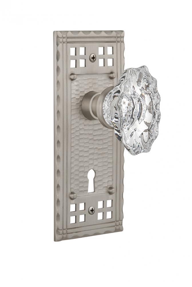 Nostalgic Warehouse Craftsman Plate with Keyhole Single Dummy Chateau Door Knob in Satin Nickel