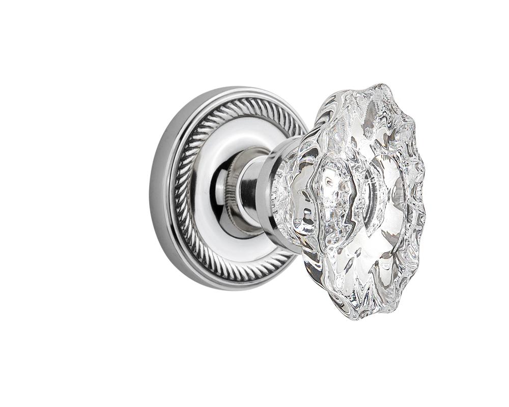 Nostalgic Warehouse Rope Rosette Double Dummy Chateau Door Knob in Bright Chrome