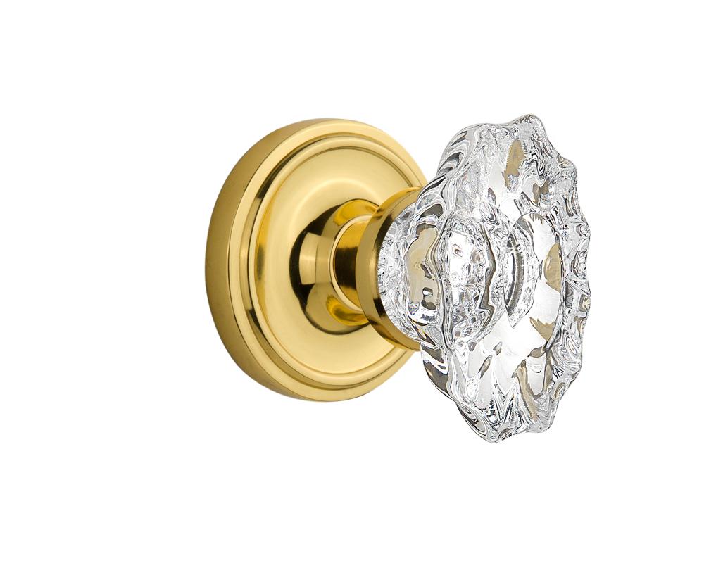 Nostalgic Warehouse Classic Rosette Privacy Chateau Door Knob in Polished Brass