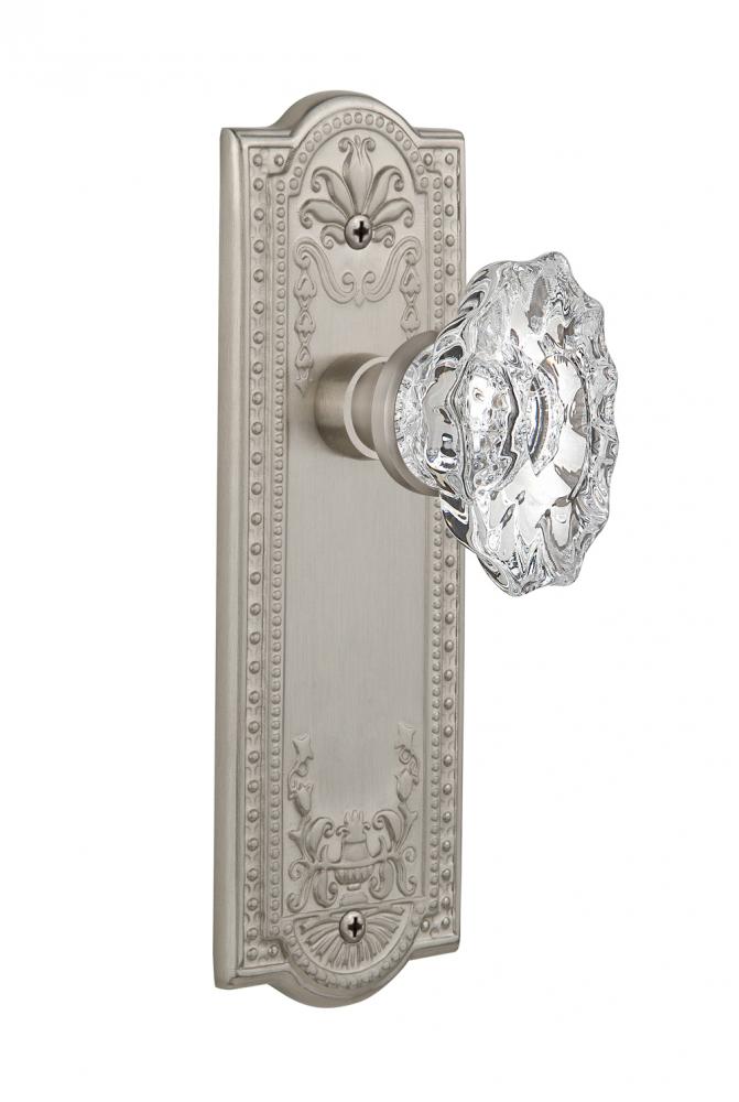 Nostalgic Warehouse Meadows Plate Privacy Chateau Door Knob in Satin Nickel