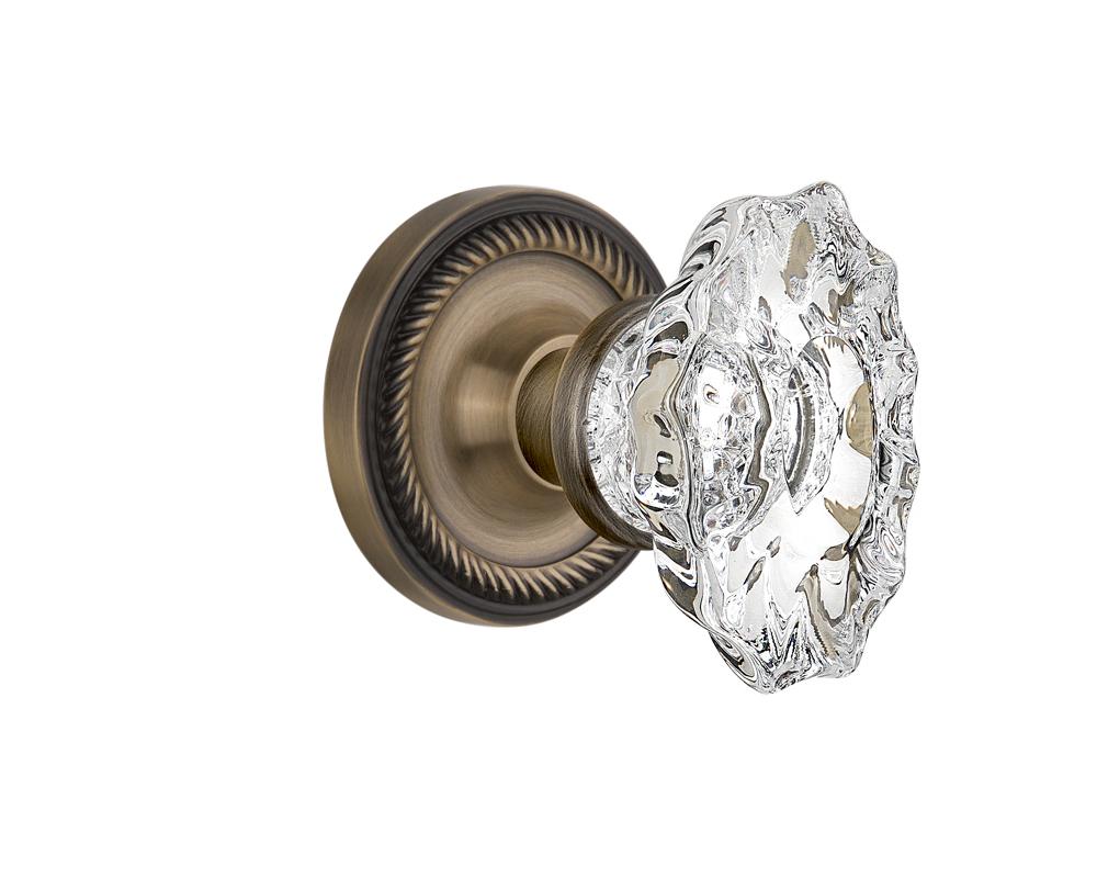 Nostalgic Warehouse Rope Rosette Privacy Chateau Door Knob in Antique Brass