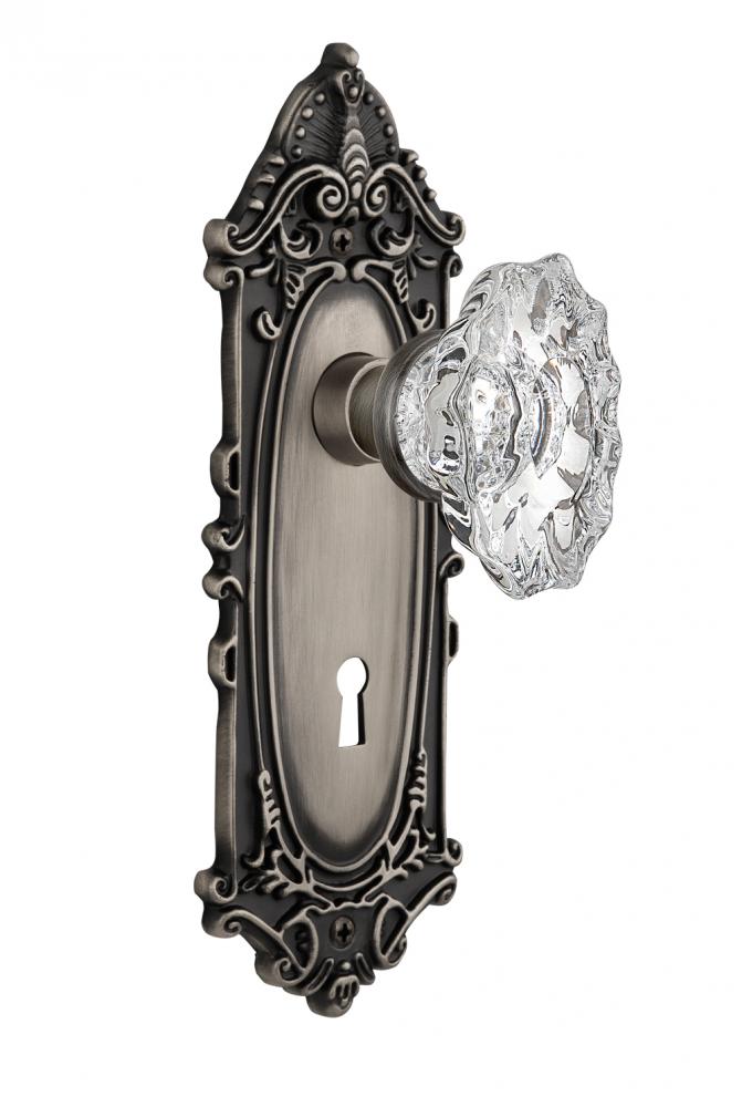 Nostalgic Warehouse Victorian Plate with Keyhole Privacy Chateau Door Knob in Antique Pewter