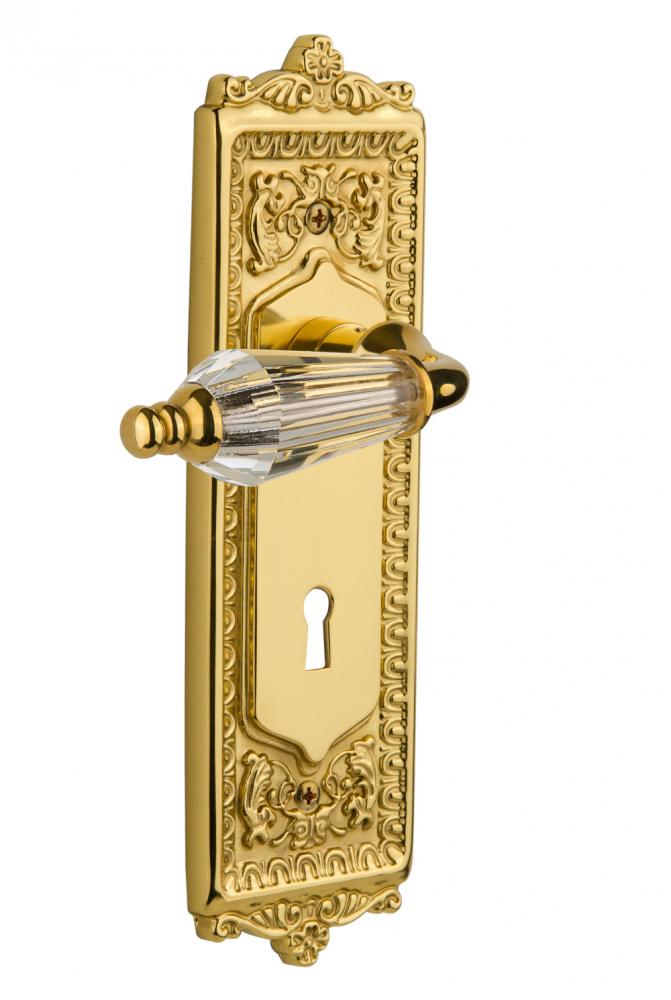 Nostalgic Warehouse Egg & Dart Plate with Keyhole Passage Parlor Lever in Unlacquered Brass