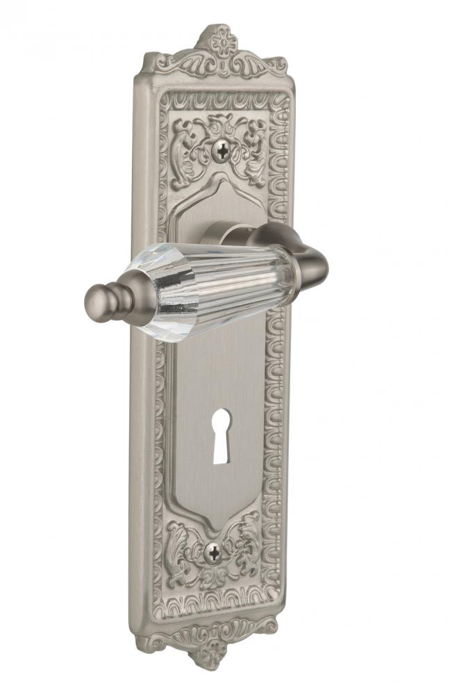 Nostalgic Warehouse Egg & Dart Plate with Keyhole Double Dummy Parlor Lever in Satin Nickel