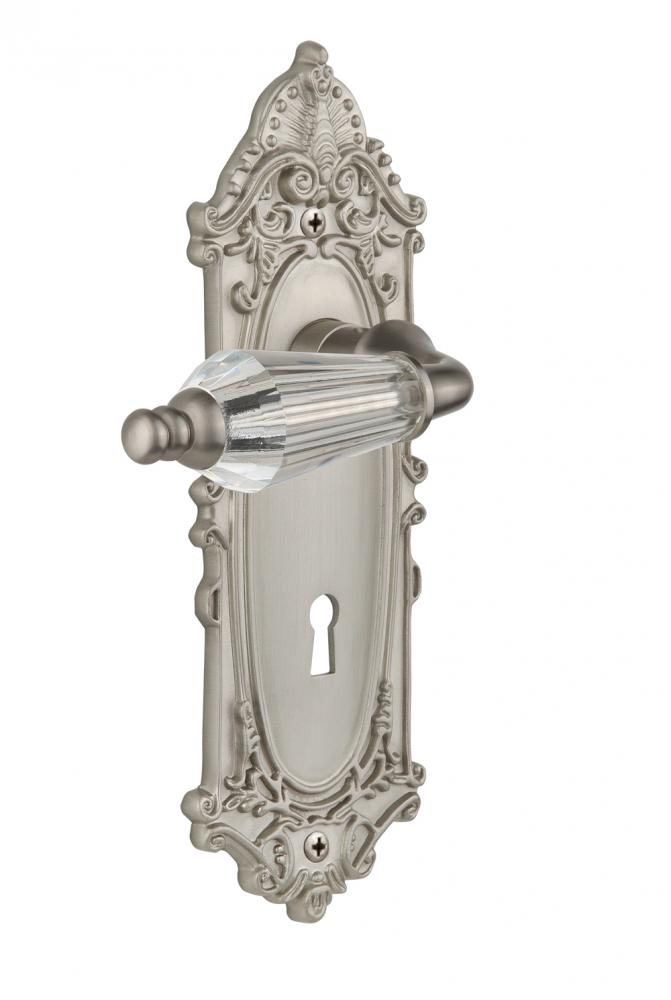 Nostalgic Warehouse Victorian Plate with Keyhole Double Dummy Parlor Lever in Satin Nickel