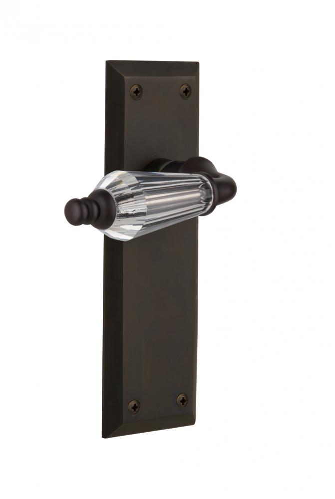 Nostalgic Warehouse New York Plate Privacy Parlor Lever in Oil-Rubbed Bronze