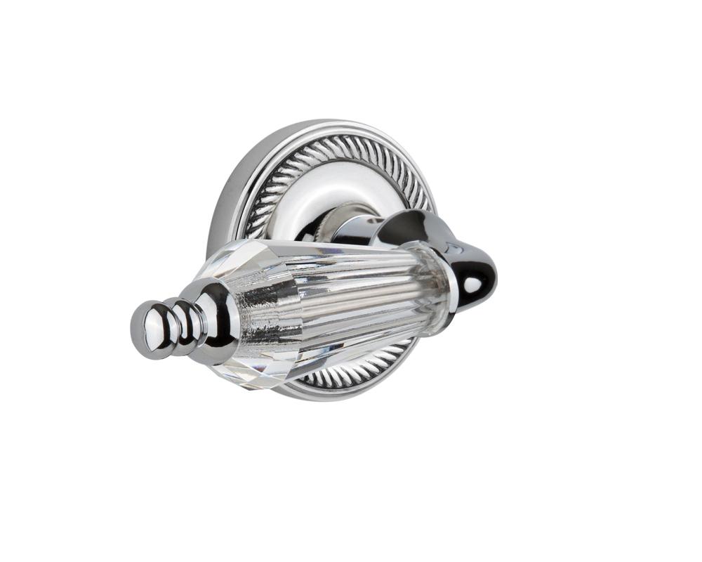 Nostalgic Warehouse Rope Rosette Privacy Parlor Lever in Bright Chrome